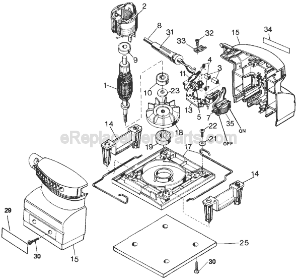 Page A Diagram and Parts List for TV700 Type 1 Black and Decker Sander Polisher